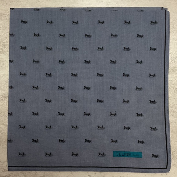Celine Other - Celine Blue and Black Patterned Pocket Square